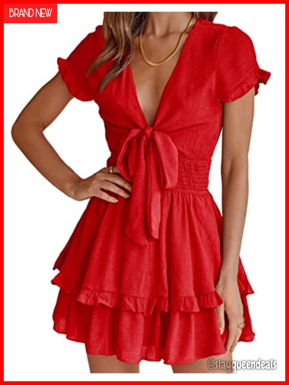 Women's Boho Floral Mini Tiered Bow Dress V Neck A-Line Short Sleeve Chiffon